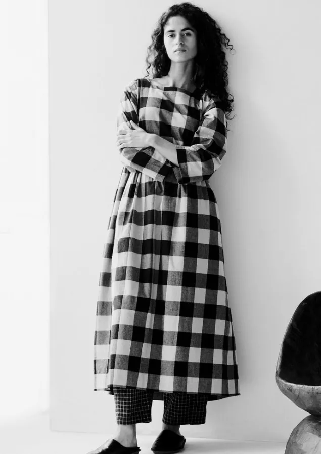 Cashmere | Loungewear-TOAST Macro Gingham Cotton Cashmere Dress Onyx/Ecru
