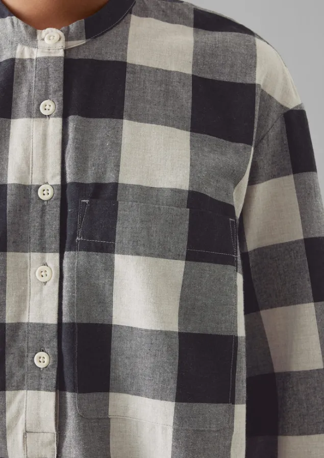 macro_gingham_cotton_cashmere_shirt_2.webp Cashmere | Loungewear-TOAST Macro Gingham Cotton Cashmere Shirt Onyx/Ecru