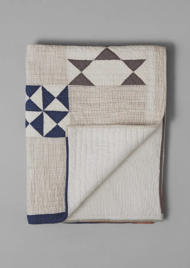 maia_patchwork_cotton_quilt_6.webp Textiles | Blankets & Throws-TOAST Maia Patchwork Cotton Quilt Ecru/Multi