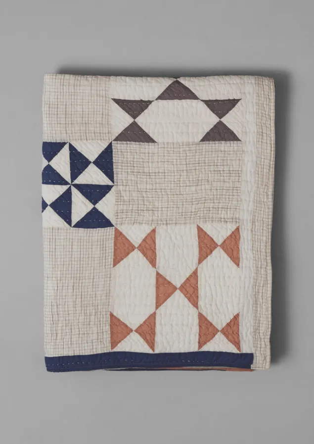maia_patchwork_cotton_quilt_7.webp Textiles | Blankets & Throws-TOAST Maia Patchwork Cotton Quilt Ecru/Multi