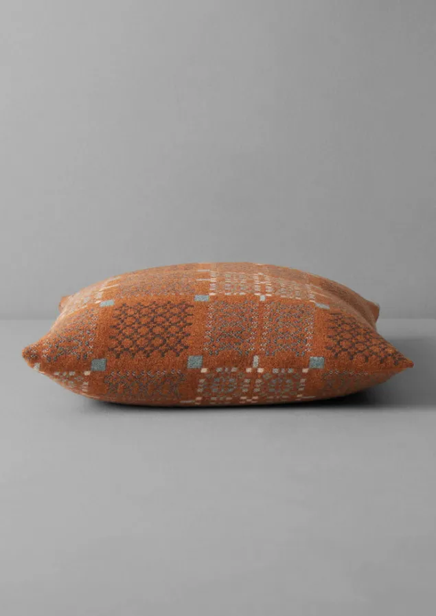 melin_tregwynt_cushion_cover_4.webp Textiles | Cushions & Covers-TOAST Melin Tregwynt Cushion Cover Rust/Topaz