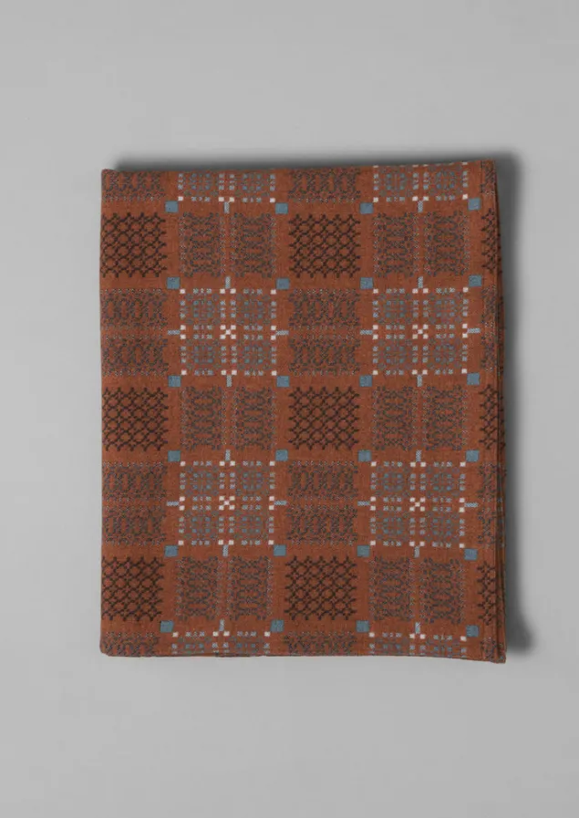 Textiles | Blankets & Throws-TOAST Melin Tregwynt Welsh Blanket Rust/Topaz