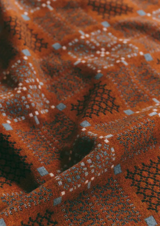 melin_tregwynt_welsh_blanket_2-3.webp Textiles | Blankets & Throws-TOAST Melin Tregwynt Welsh Blanket Rust/Topaz