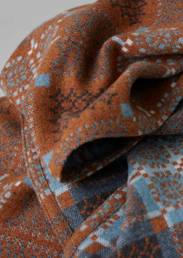 melin_tregwynt_welsh_blanket_3.webp Textiles | Blankets & Throws-TOAST Melin Tregwynt Welsh Blanket Rust/Topaz