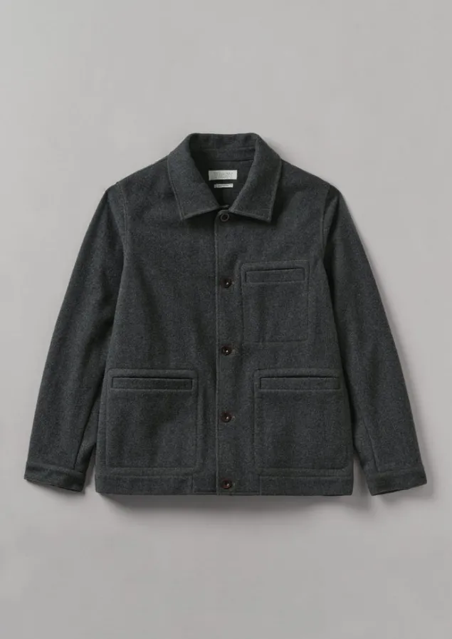 Workwear | Coats & Jackets-TOAST Melton Wool Blend Chore Jacket Charcoal