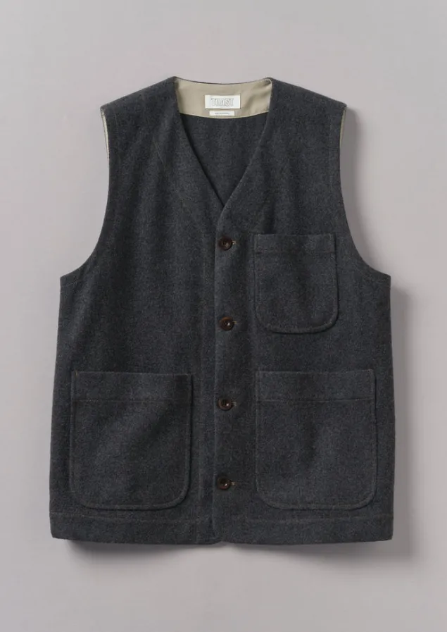 Coats & Jackets | Knitwear-TOAST Melton Wool Blend Gilet Charcoal