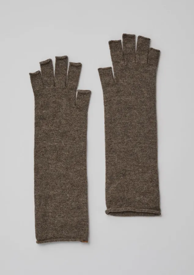 Hats, Scarves & Gloves-TOAST Nishiguchi Kutsushita Merino Tipless Gloves Brown