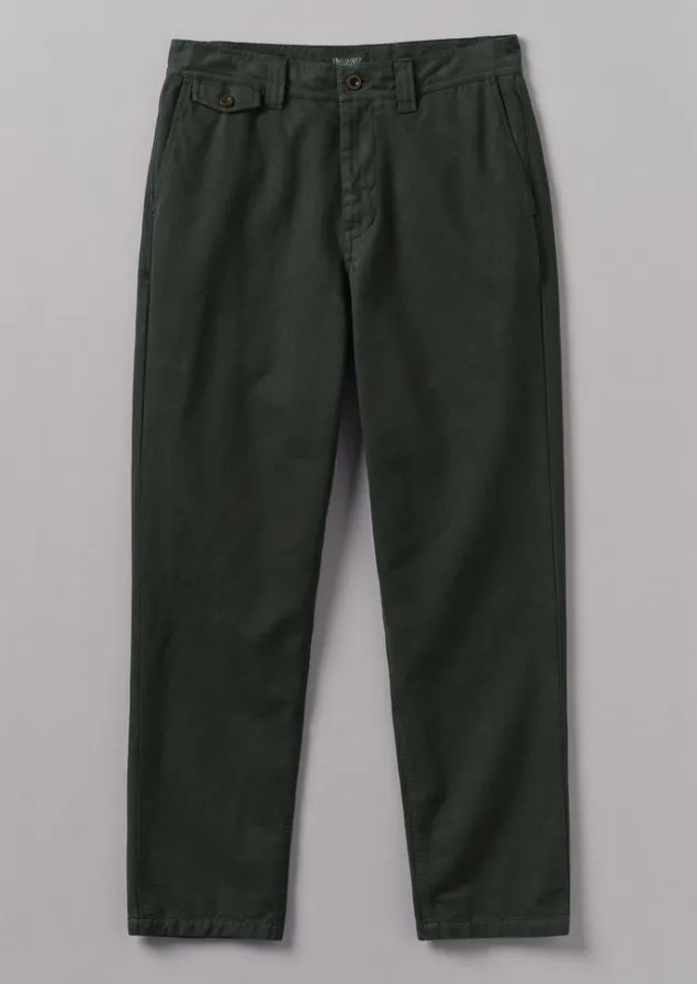 Workwear | Trousers-TOAST Norv Garment Dyed Tapered Trousers DarkMineralGreen