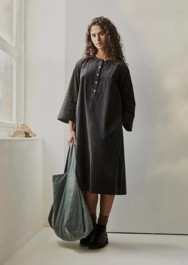 Cord | Loungewear-TOAST Organic Cord Tunic Dress Charcoal
