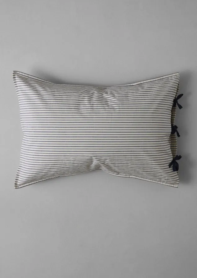 organic_cotton_pyjama_stripe_housewife_pillowcase_4-1.webp Textiles | Bed Linen-TOAST Organic Cotton Pyjama Stripe Housewife Pillowcase Navy/Ecru