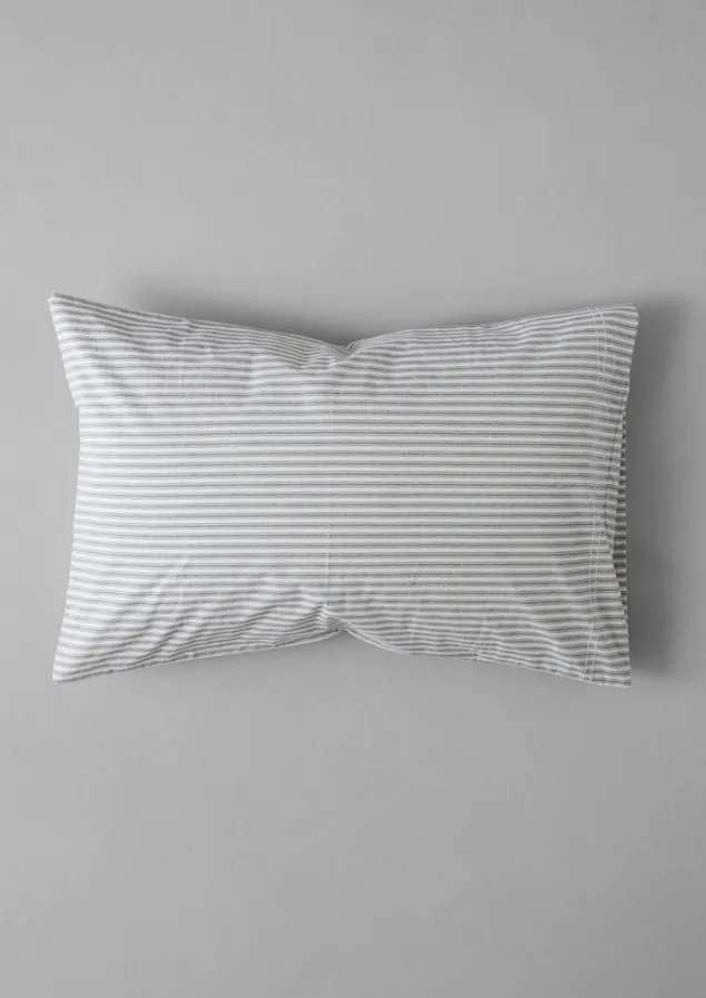 Textiles | Bed Linen-TOAST Organic Cotton Ticking Stripe Housewife Pillowcase Ecru/Graphite