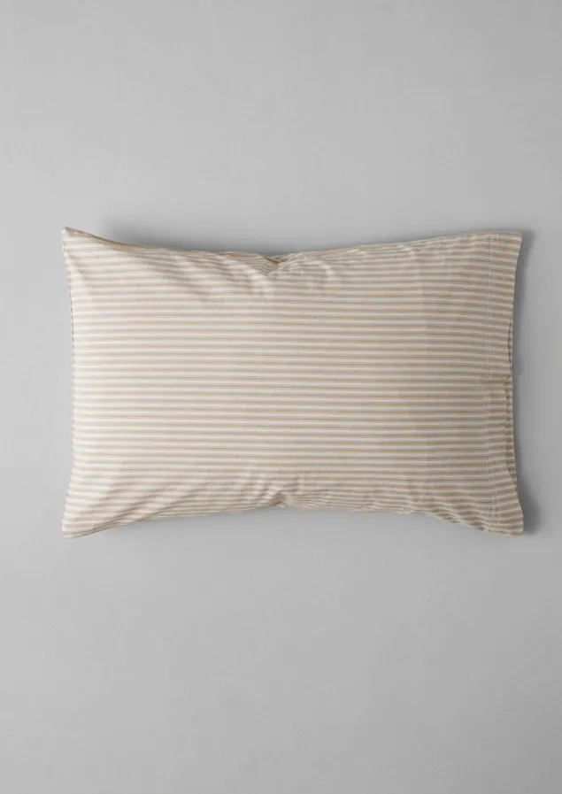 organic_cotton_ticking_stripe_housewife_pillowcase_3-5.webp Textiles | Bed Linen-TOAST Organic Cotton Ticking Stripe Housewife Pillowcase Ecru/Straw