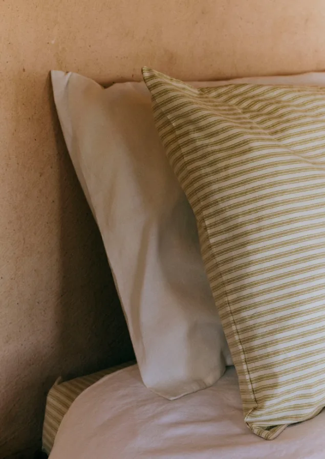 organic_cotton_ticking_stripe_housewife_pillowcase_5-1.webp Textiles | Bed Linen-TOAST Organic Cotton Ticking Stripe Housewife Pillowcase Ecru/Straw