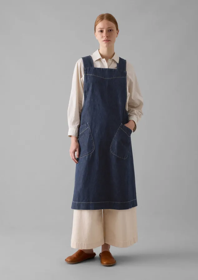 organic_denim_cross_back_apron_8.webp Outdoor | Aprons & Tea Towels-TOAST Organic Denim Cross Back Apron Indigo