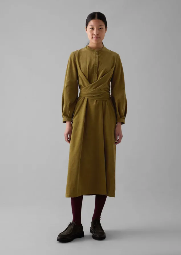 organic_needlecord_wrap_dress_12.webp Cord | Dresses-TOAST Organic Needlecord Wrap Dress GoldenSand