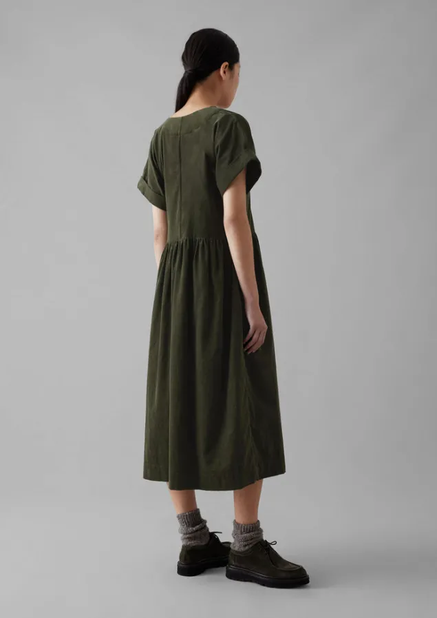 organic_needlecord_wrap_front_dress_2-1.webp Cord | Dresses-TOAST Organic Needlecord Wrap Front Dress Seaweed