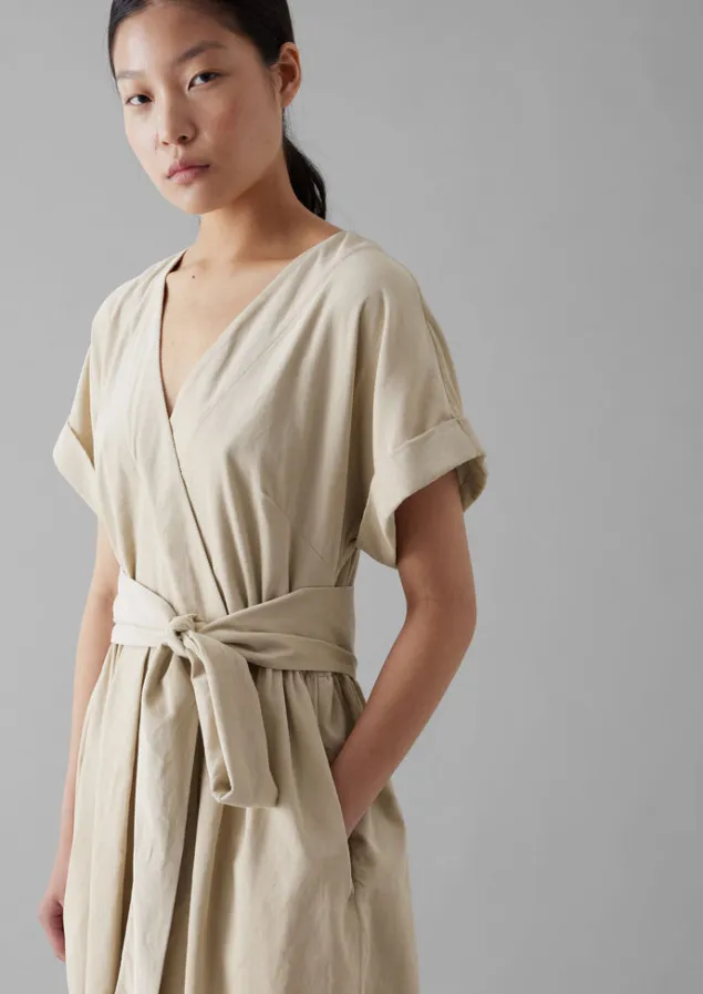 organic_needlecord_wrap_front_dress_2.webp Cord | Dresses-TOAST Organic Needlecord Wrap Front Dress Moonstone