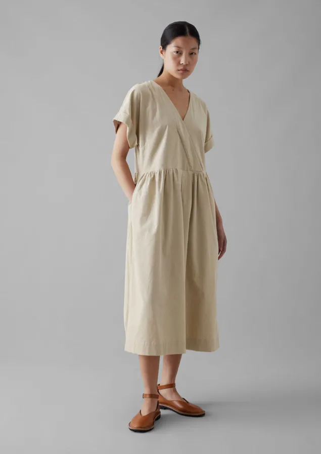 organic_needlecord_wrap_front_dress_8.webp Cord | Dresses-TOAST Organic Needlecord Wrap Front Dress Moonstone