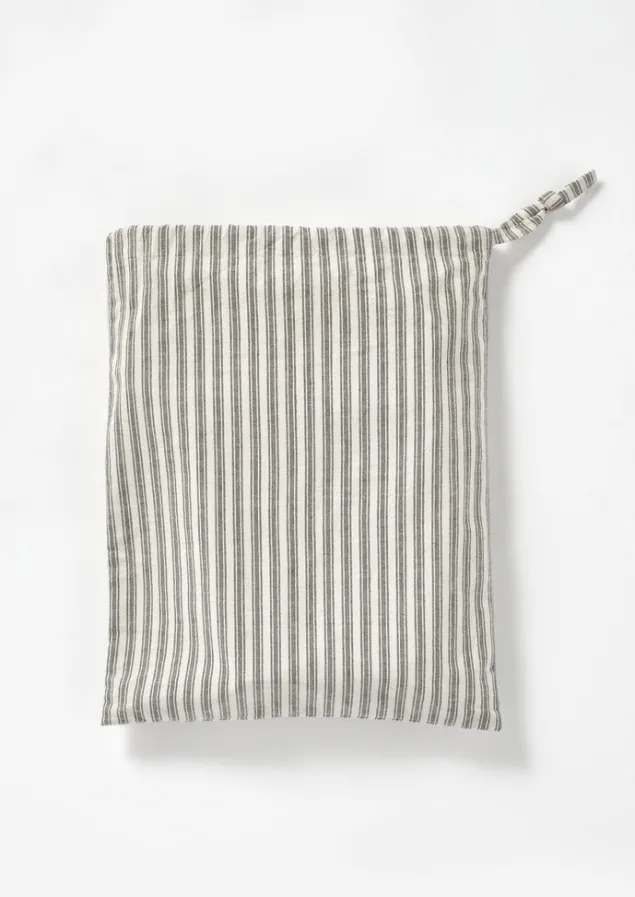 organic_ticking_stripe_shower_curtain_9-1.webp Textiles | Bathroom-TOAST Organic Ticking Stripe Shower Curtain Ecru/Graphite