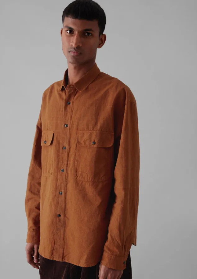 overdyed_check_workwear_shirt_9-1.webp Workwear | Shirts-TOAST Overdyed Check Workwear Shirt MarsRed