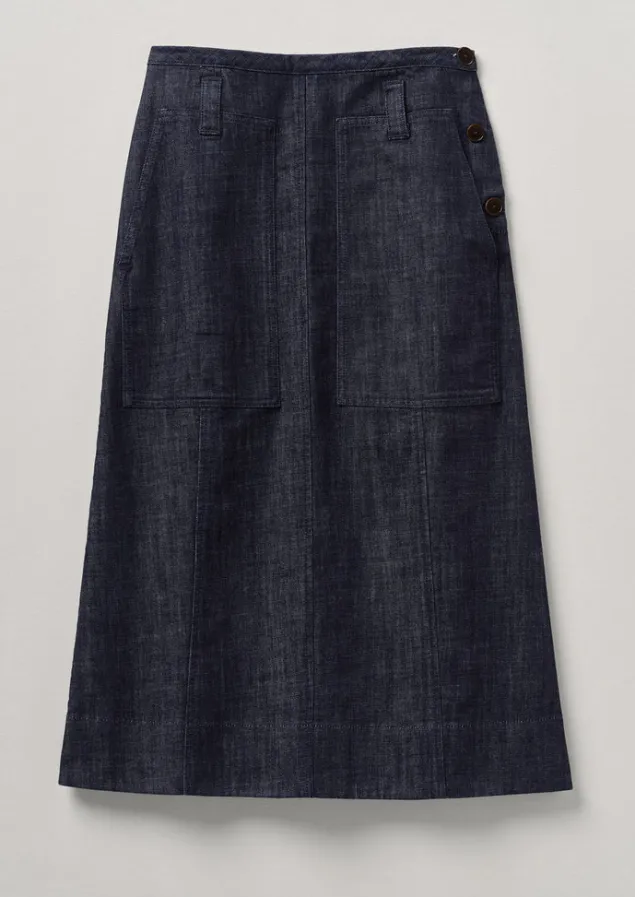 Denim | Workwear-TOAST Patch Pocket Organic Denim Skirt Indigo