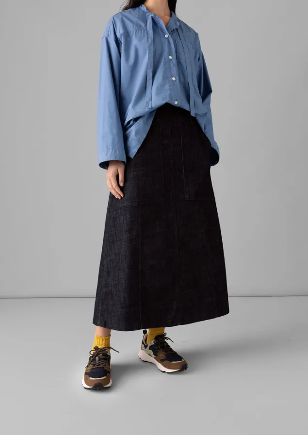 patch_pocket_organic_indigo_denim_skirt_9.webp Denim | Workwear-TOAST Patch Pocket Organic Denim Skirt Indigo