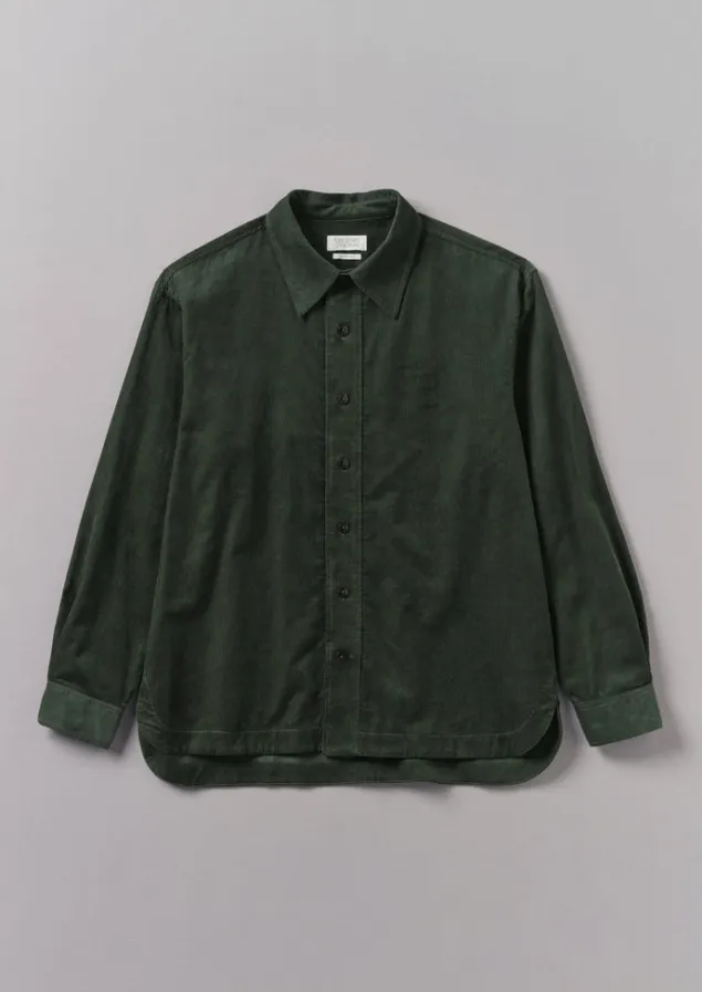 Cord | Shirts-TOAST Point Collar Organic Cord Shirt DarkMineralGreen