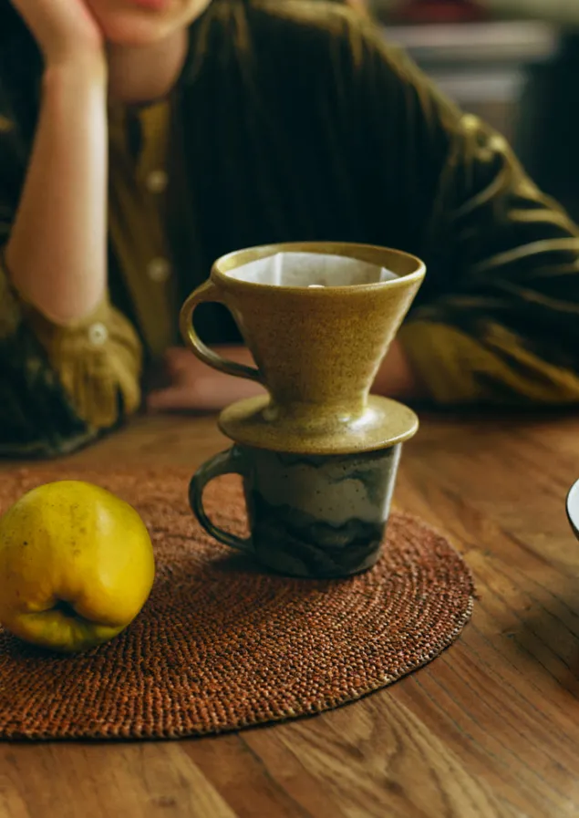 Ceramics | Kitchen-TOAST Pottery West Coffee Dripper And Scoop Mustard