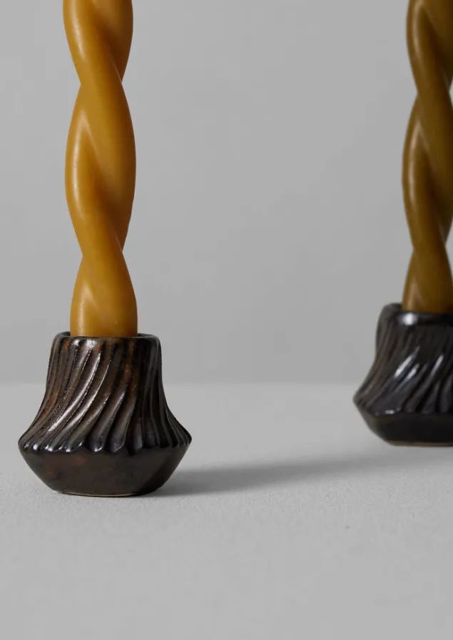 ppp_lab_hand_pinched_stoneware_candle_holder_7.webp Decorative Pieces | Ceramics-TOAST PPP Lab Hand Pinched Stoneware Candle Holder DarkBrown