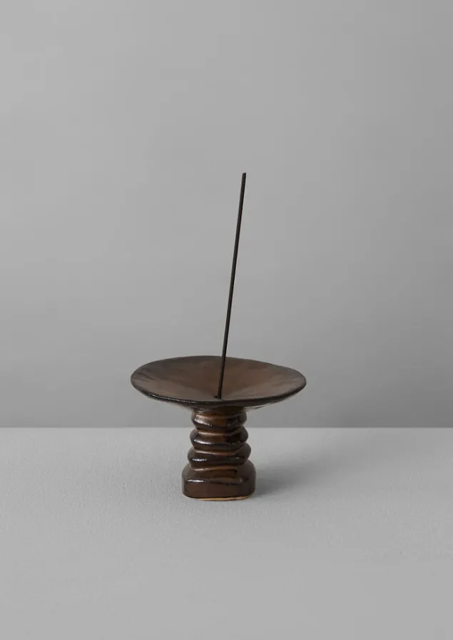 Ceramics | Candles & Holders-TOAST PPP Lab Hand Pinched Stoneware Incense Holder DarkBrown