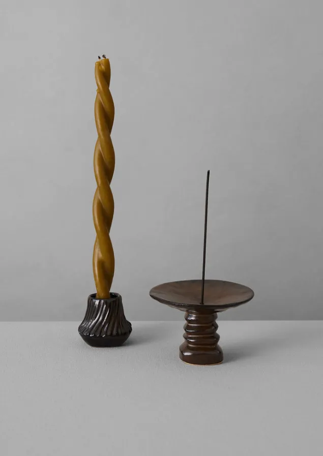 ppp_lab_hand_pinched_stoneware_incense_holder_2.webp Ceramics | Candles & Holders-TOAST PPP Lab Hand Pinched Stoneware Incense Holder DarkBrown