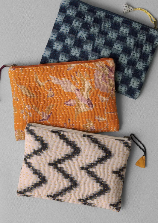 Textiles | Bathroom-TOAST Remnant Fabric Kantha Pouch Multis