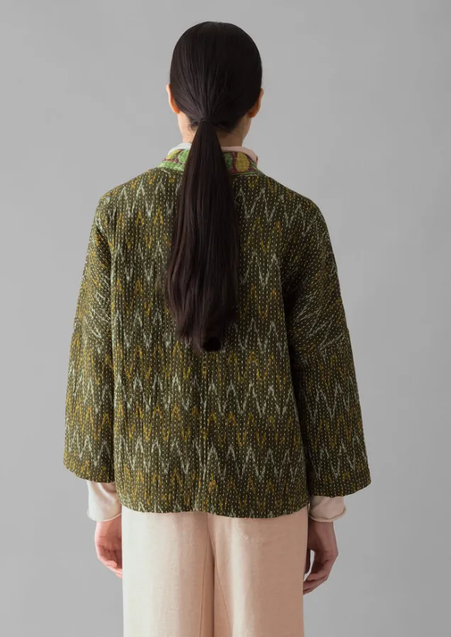 repurposed_ikat_kantha_jacket_14.webp Gowns | Nightwear-TOAST Repurposed Ikat Kantha Jacket Greens