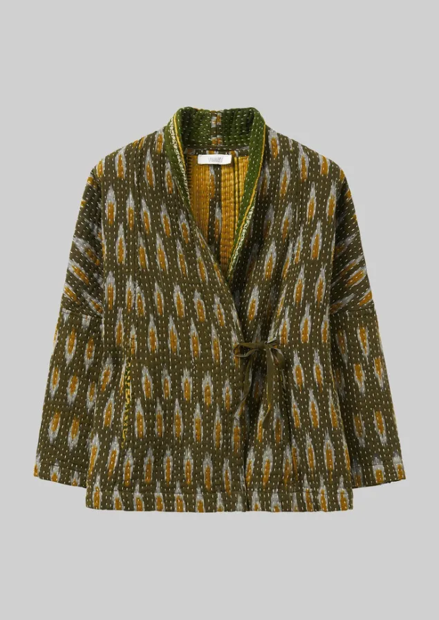 repurposed_ikat_kantha_jacket_15.webp Gowns | Nightwear-TOAST Repurposed Ikat Kantha Jacket Greens