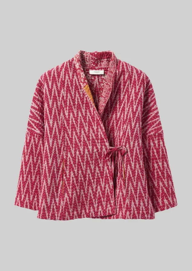 repurposed_ikat_kantha_jacket_5-1.webp Gowns | Nightwear-TOAST Repurposed Ikat Kantha Jacket Reds