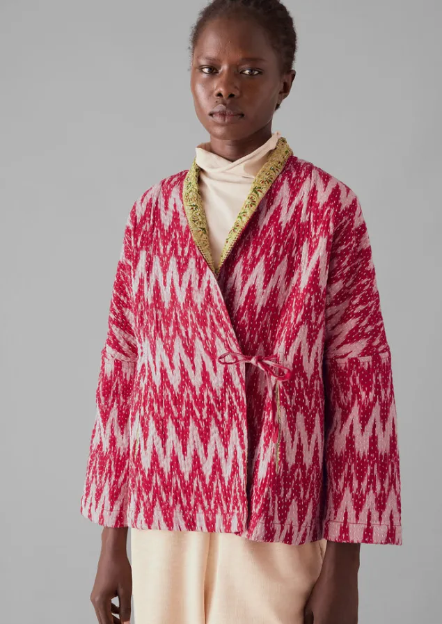 repurposed_ikat_kantha_jacket_7-1.webp Gowns | Nightwear-TOAST Repurposed Ikat Kantha Jacket Reds