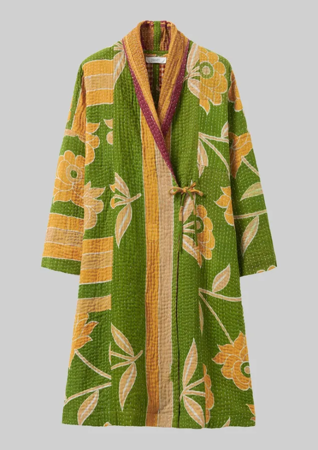 Gowns | Nightwear-TOAST Repurposed Kantha Coat Greens