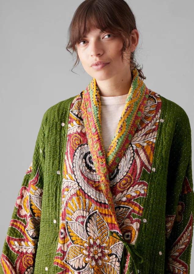 Gowns | Nightwear-TOAST Repurposed Kantha Coat Greens