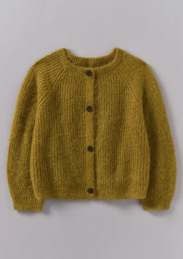 Cashmere | Knitwear-TOAST Ribbed Mohair Blend Cardigan OldGold