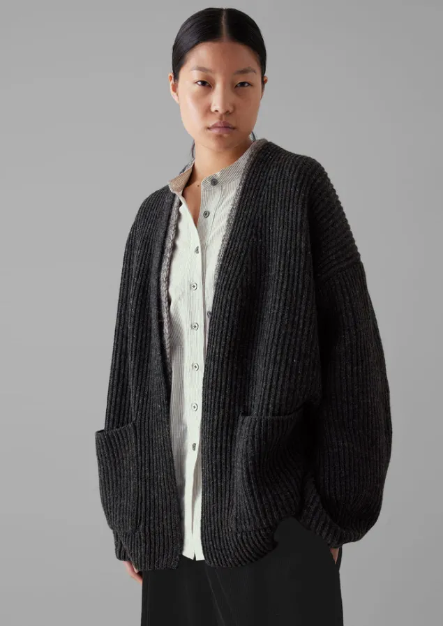 ribbed_wool_knitted_cardigan_4.webp Knitwear-TOAST Ribbed Wool Knitted Cardigan Charcoal