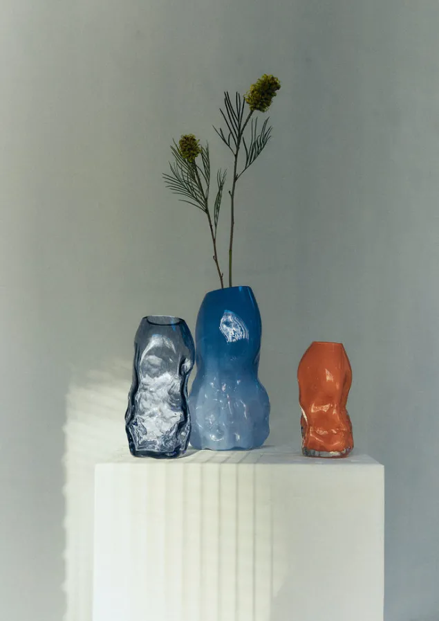 rosie_stonham_small_membrane_vase_2.webp Glass | Decorative Pieces-TOAST Rosie Stonham Small Membrane Vase Orange