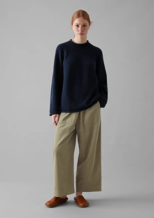 Jersey | Cashmere-TOAST Seamless Recycled Cashmere Sweater Navy