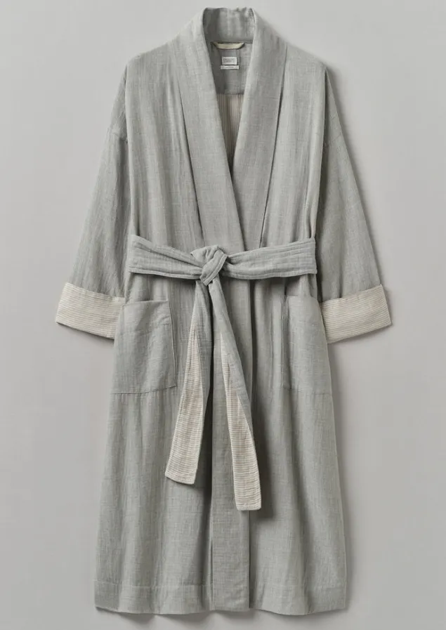 soft_double_faced_cotton_gown_6.webp Gowns | Nightwear-TOAST Soft Double Faced Cotton Gown GreyMelange/SoftClay