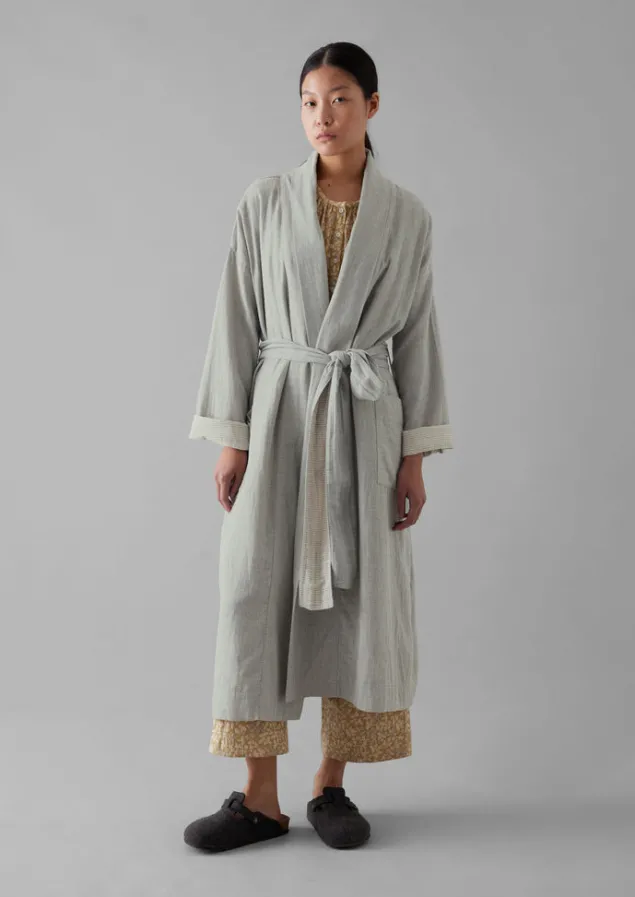 soft_double_faced_cotton_gown_8.webp Gowns | Nightwear-TOAST Soft Double Faced Cotton Gown GreyMelange/SoftClay