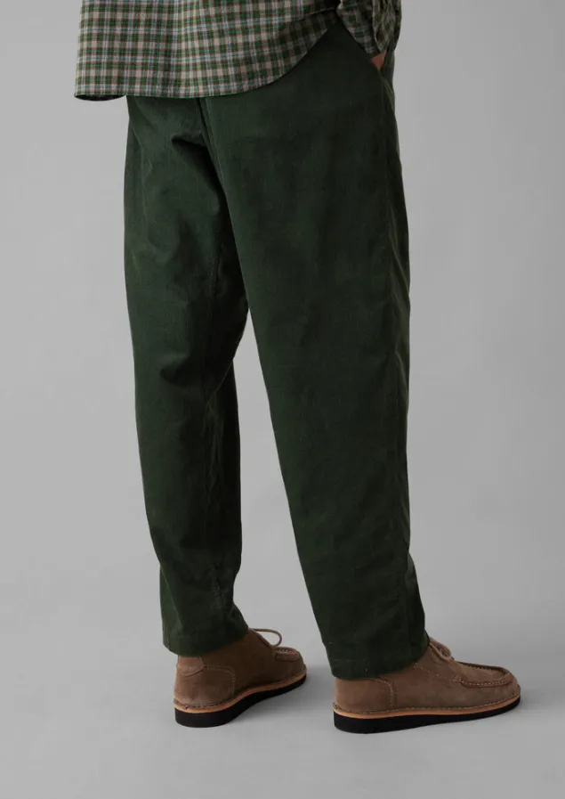Cord | Trousers-TOAST Soft Organic Cord Drawstring Trousers DarkMineralGreen