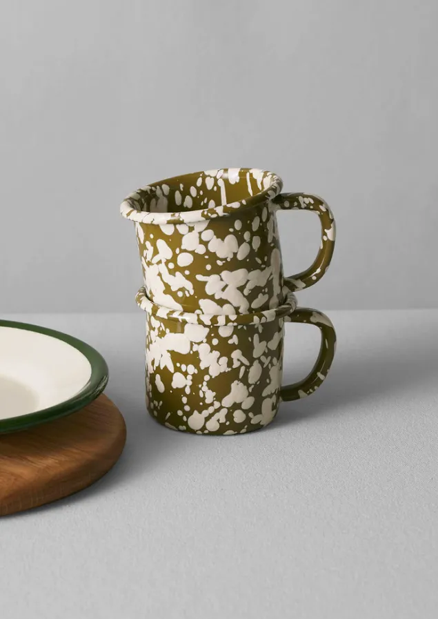 splatter_enamel_mug_2.webp Outdoor-TOAST Splatter Enamel Mug Olive/Ecru
