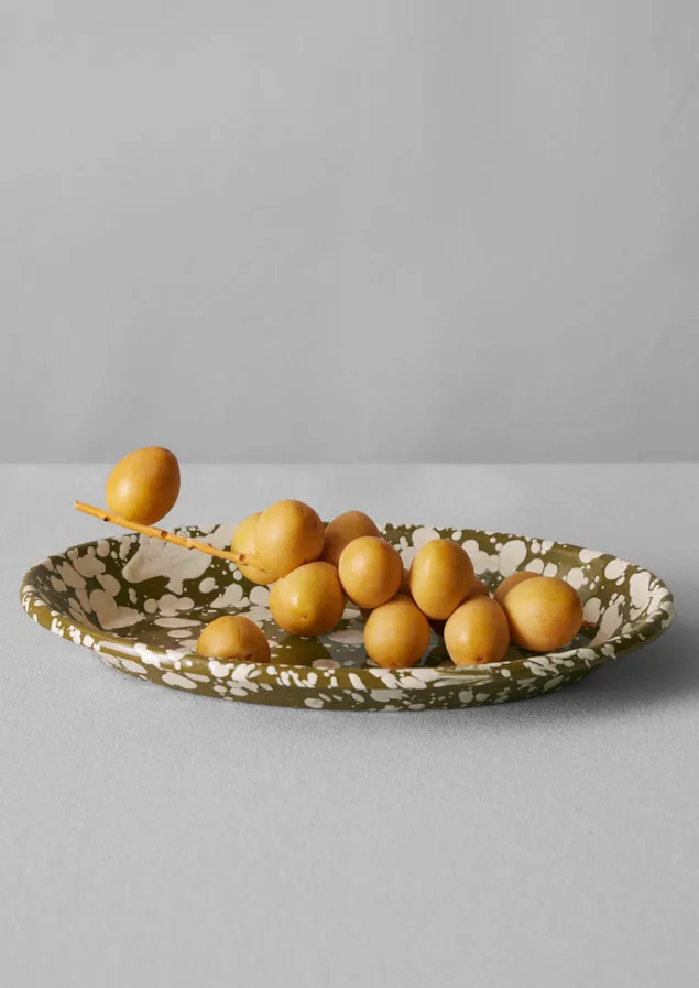 splatter_enamel_platter_2.webp Outdoor | Kitchen-TOAST Splatter Enamel Platter Olive/Ecru