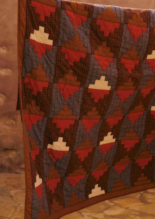 stacked_check_patchwork_quilt_1-1.webp Textiles | Blankets & Throws-TOAST Stacked Check Patchwork Quilt DeepAmber/RustedCoral
