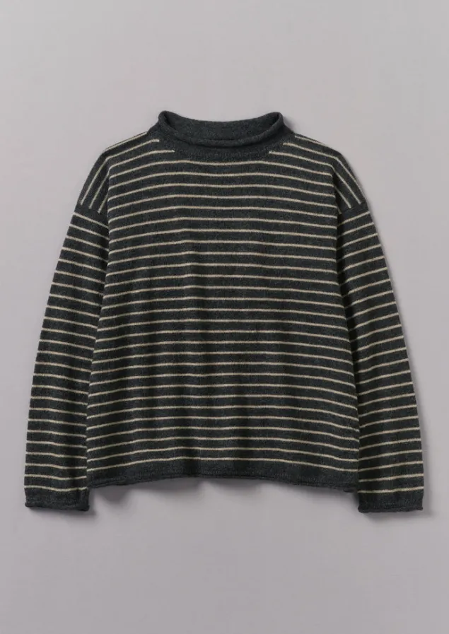 Loungewear | Tops & Tees-TOAST Stripe Alpaca Wool Sweater Charcoal/Oatmeal