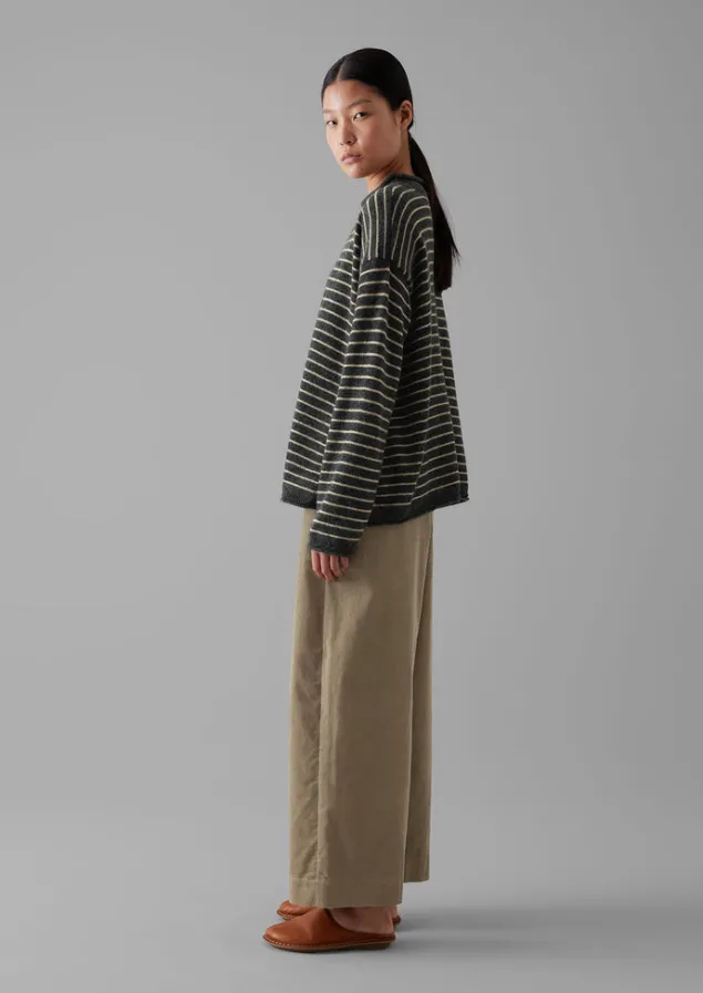 Loungewear | Tops & Tees-TOAST Stripe Alpaca Wool Sweater Charcoal/Oatmeal